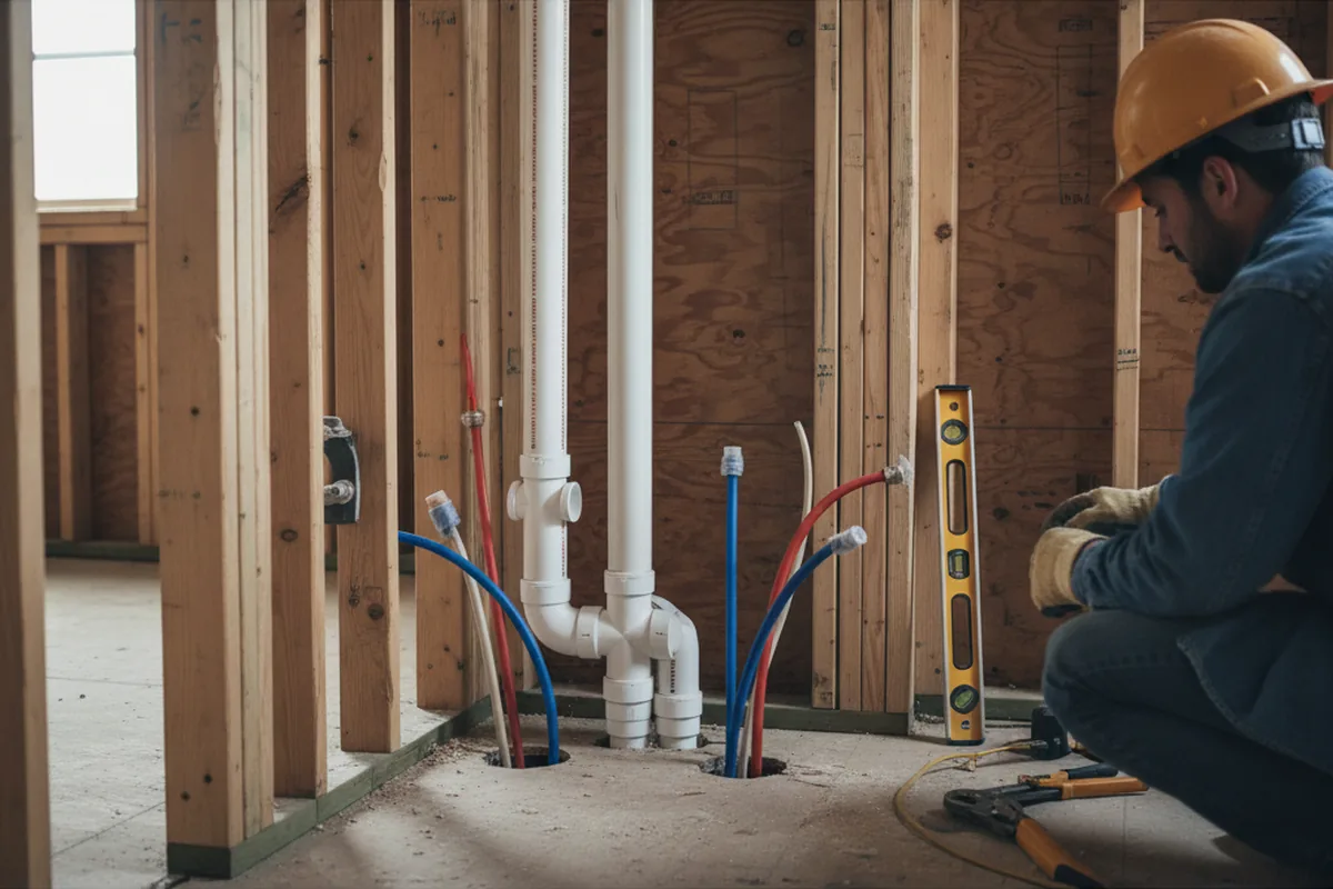 Drain and supply rough-in during Drain Cleaning in Colton